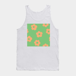 Chunky Retro Flowers - Bright & Colorful Green and Orange Tank Top